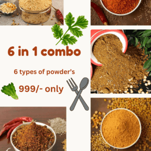 Dhaniyalu ,Karivepaku , Nuvvula, Kakarakaya, Kandi , Pappula (Combo Powders)